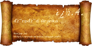 Árpád Aranka névjegykártya