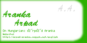 aranka arpad business card